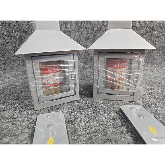 Luminara Set Of 2 Gray Mini Lanterns With Remote & Flameless Candles #3 - Picture 6 of 8